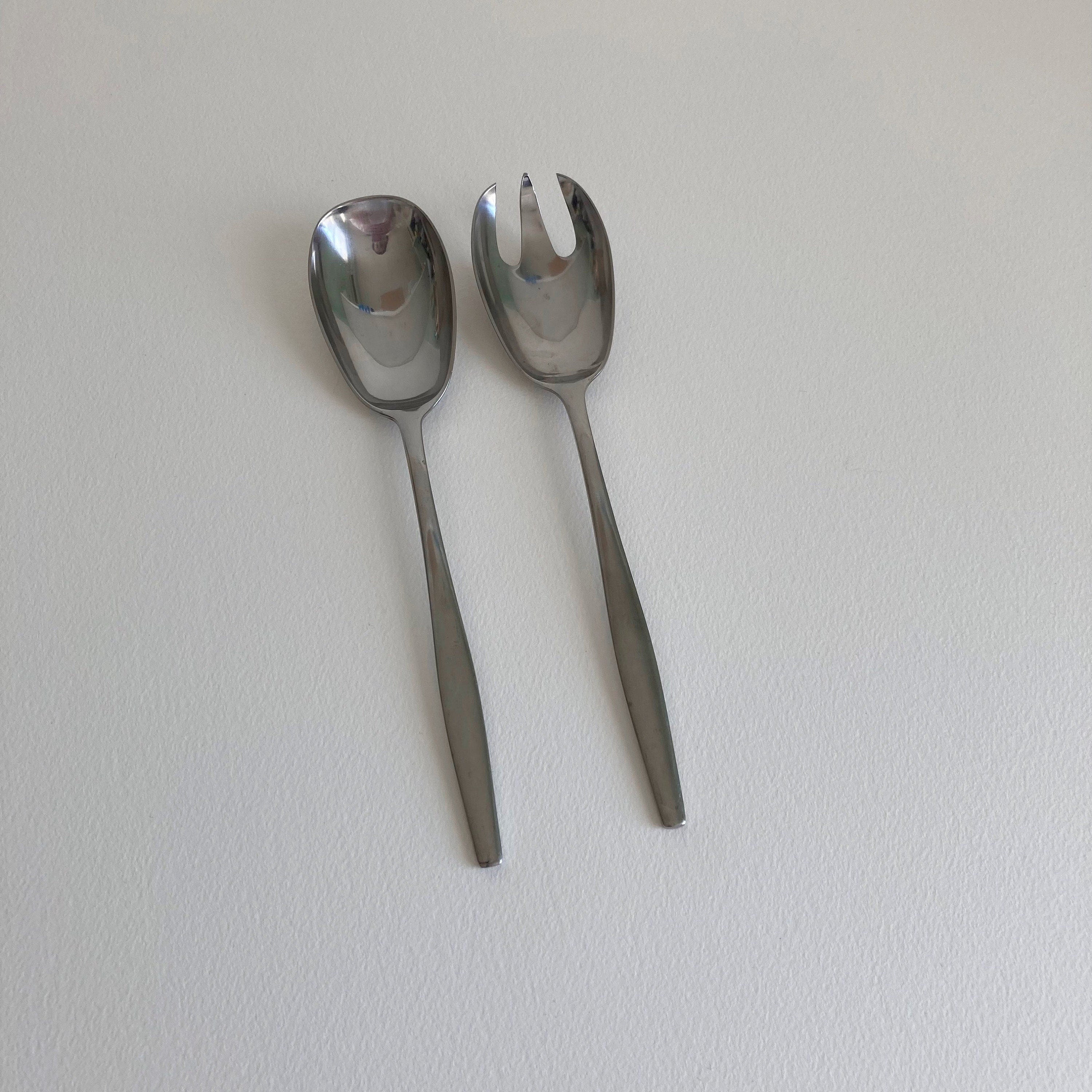 Vintage Dansk Variation V Salad Serving Set: Jens Quistgaard Danish Modern Flatware