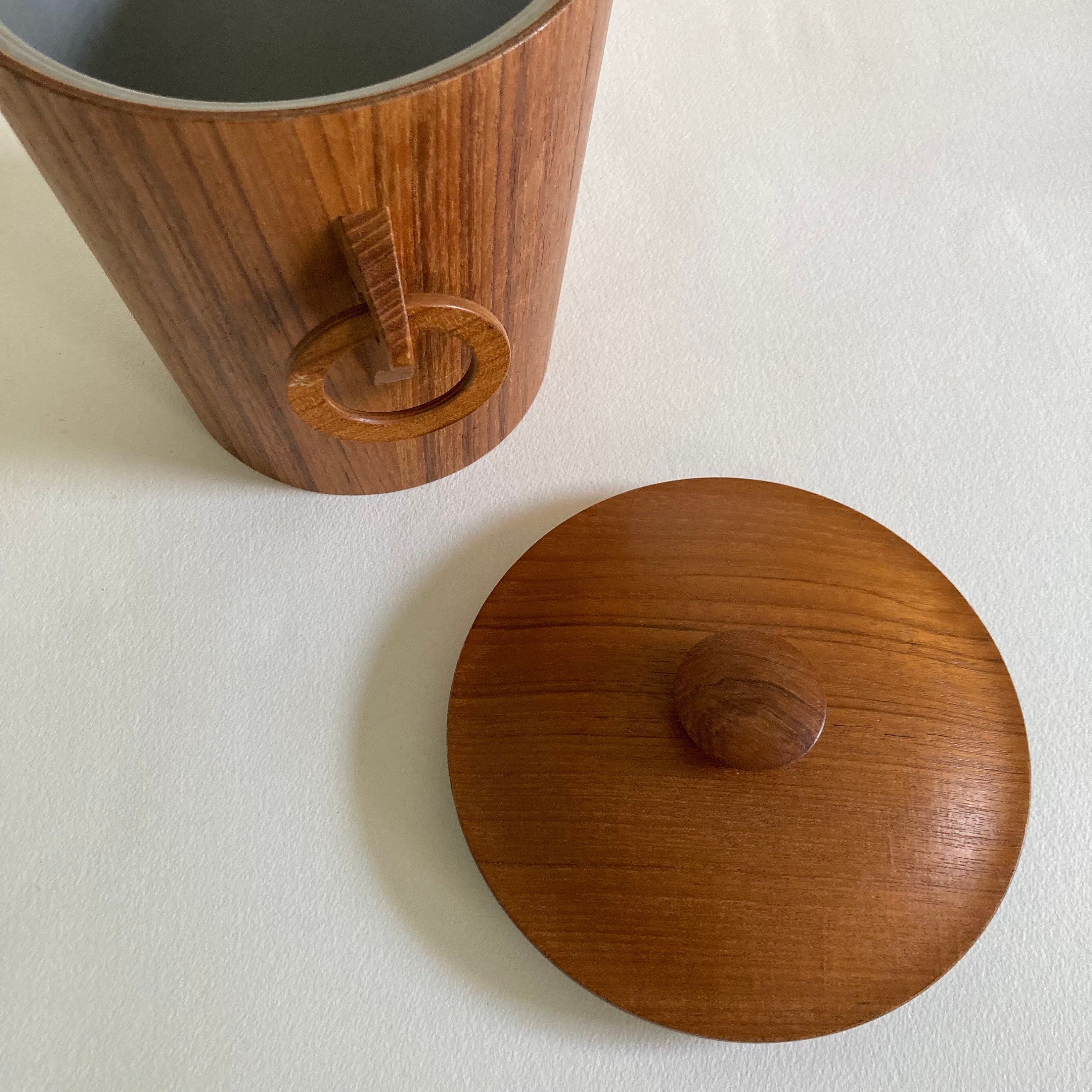 Vintage Wood Ice Bucket: Mid Century Modern Barware, Made in Japan