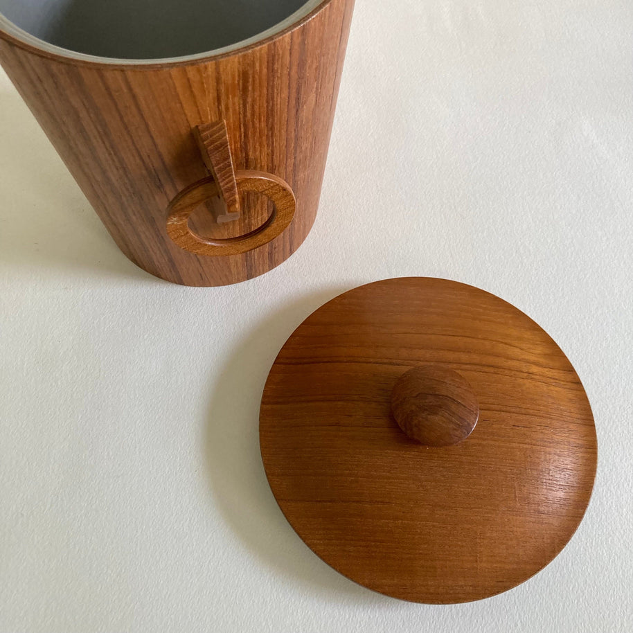 Vintage Wood Ice Bucket: Mid Century Modern Barware, Made in Japan