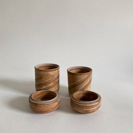 Artist Signed Ceramic Lidded Jars: Handmade Studio Pottery, Set of 2