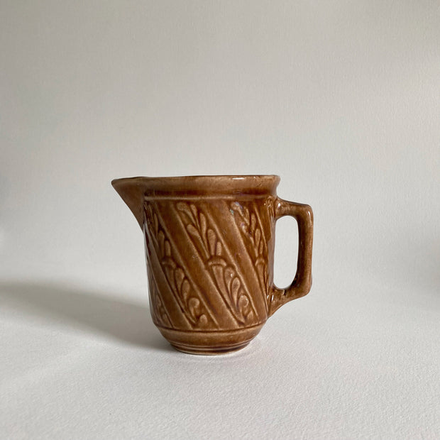 Vintage Ceramic Pitcher: Brown Crackle Glaze, Rustic Kitchen Decor