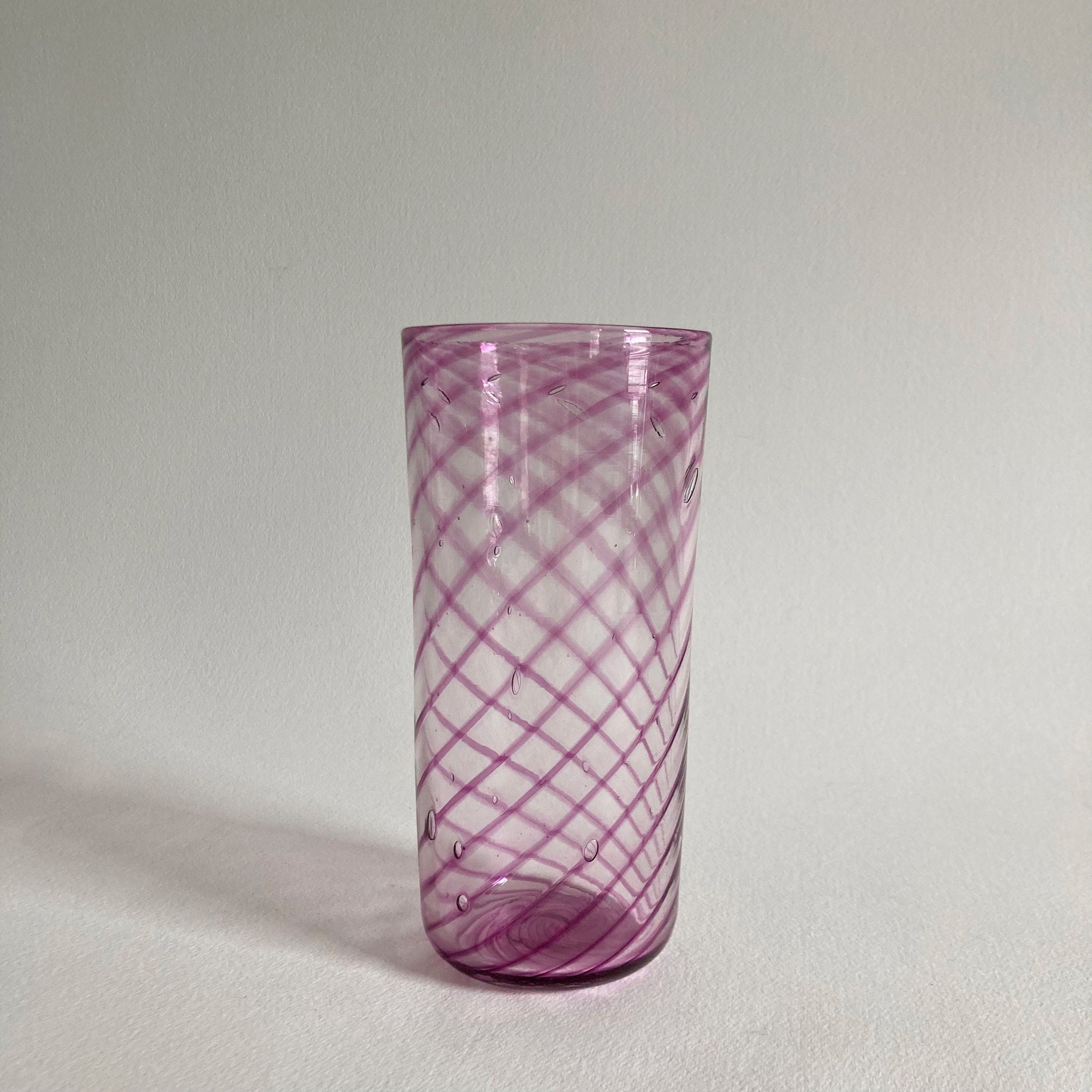 Blown Glass Vase: Purple Swirl, Polished Pontil - Modernist Style