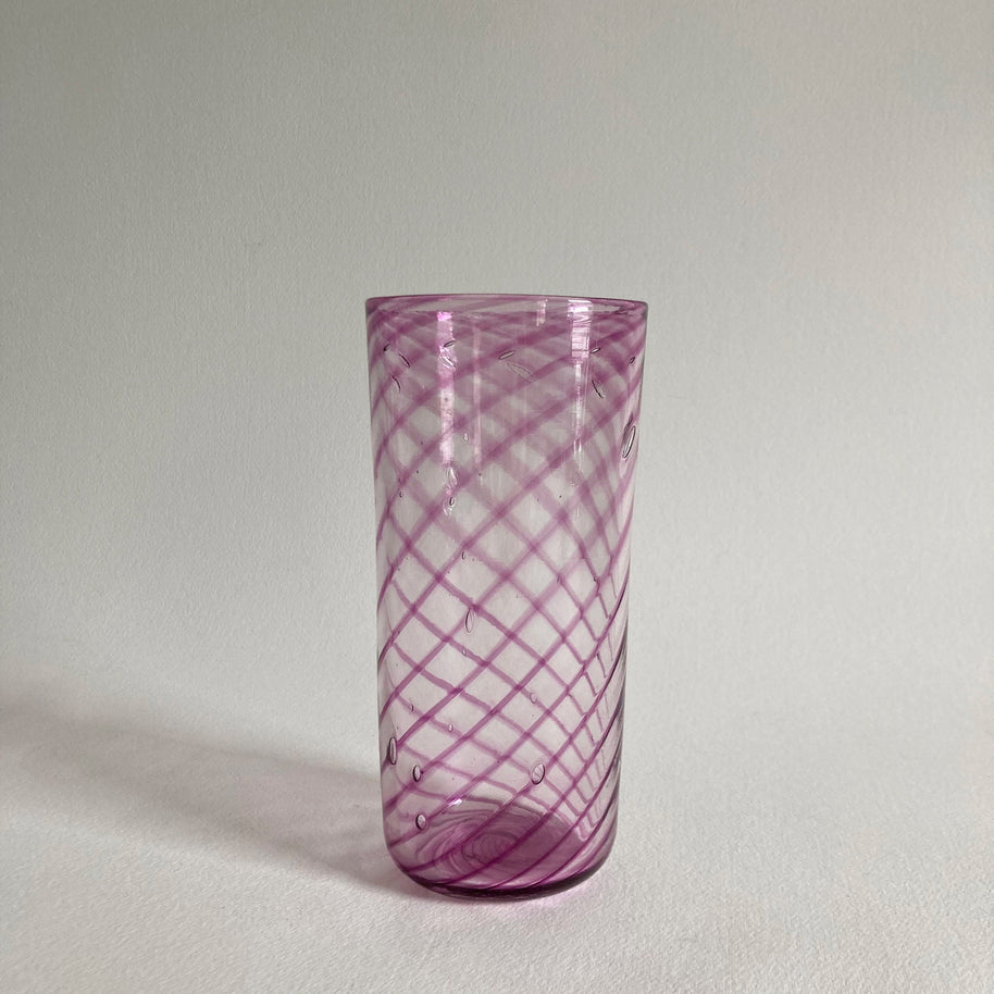 Blown Glass Vase: Purple Swirl, Polished Pontil - Modernist Style