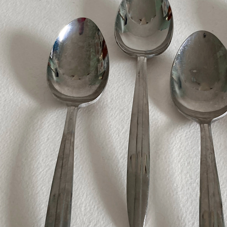 Vintage Mid Century Modern Teaspoons - Set of 7 - Japanese Stainless Steel