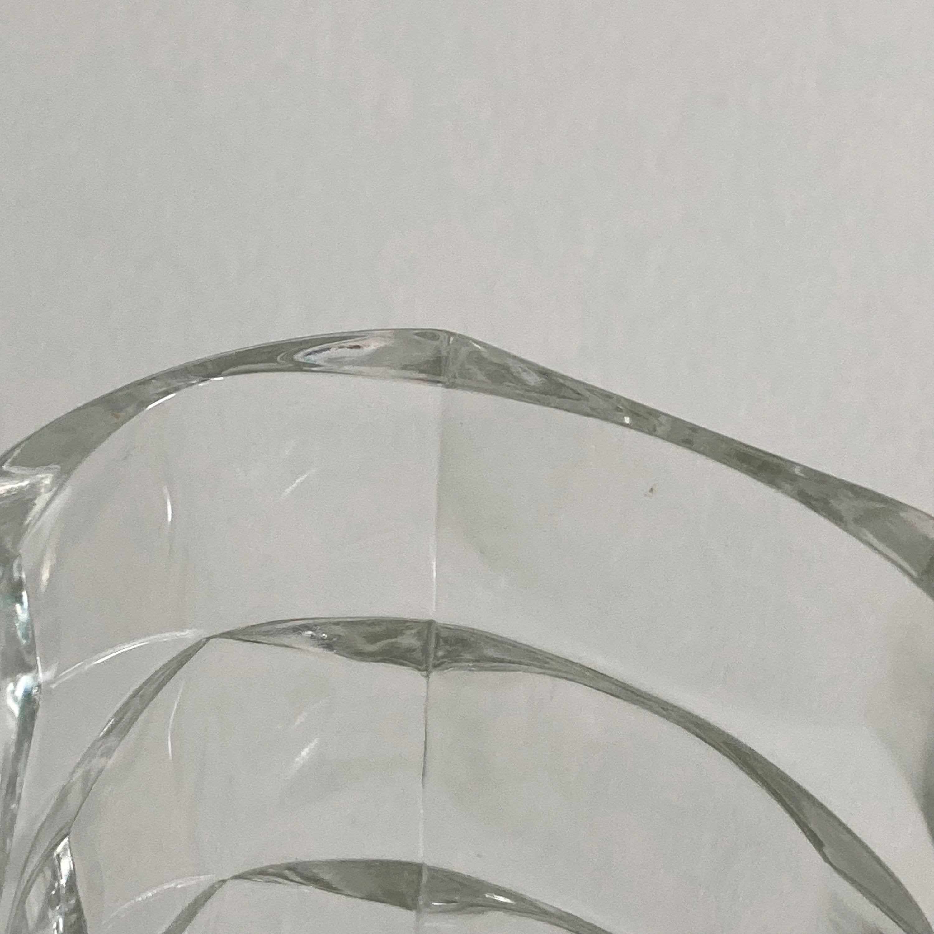 French Geometric Glass Vase: Cubist Modernist Design, Made in France