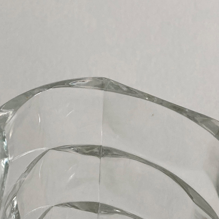 French Geometric Glass Vase: Cubist Modernist Design, Made in France