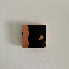 Original OOAK Elizabeth Bagwell Copper Leaf & Ink Abstract Painting on Wood Panel: Modern Black and Copper Leaf Artwork - Copper Lines No. 6