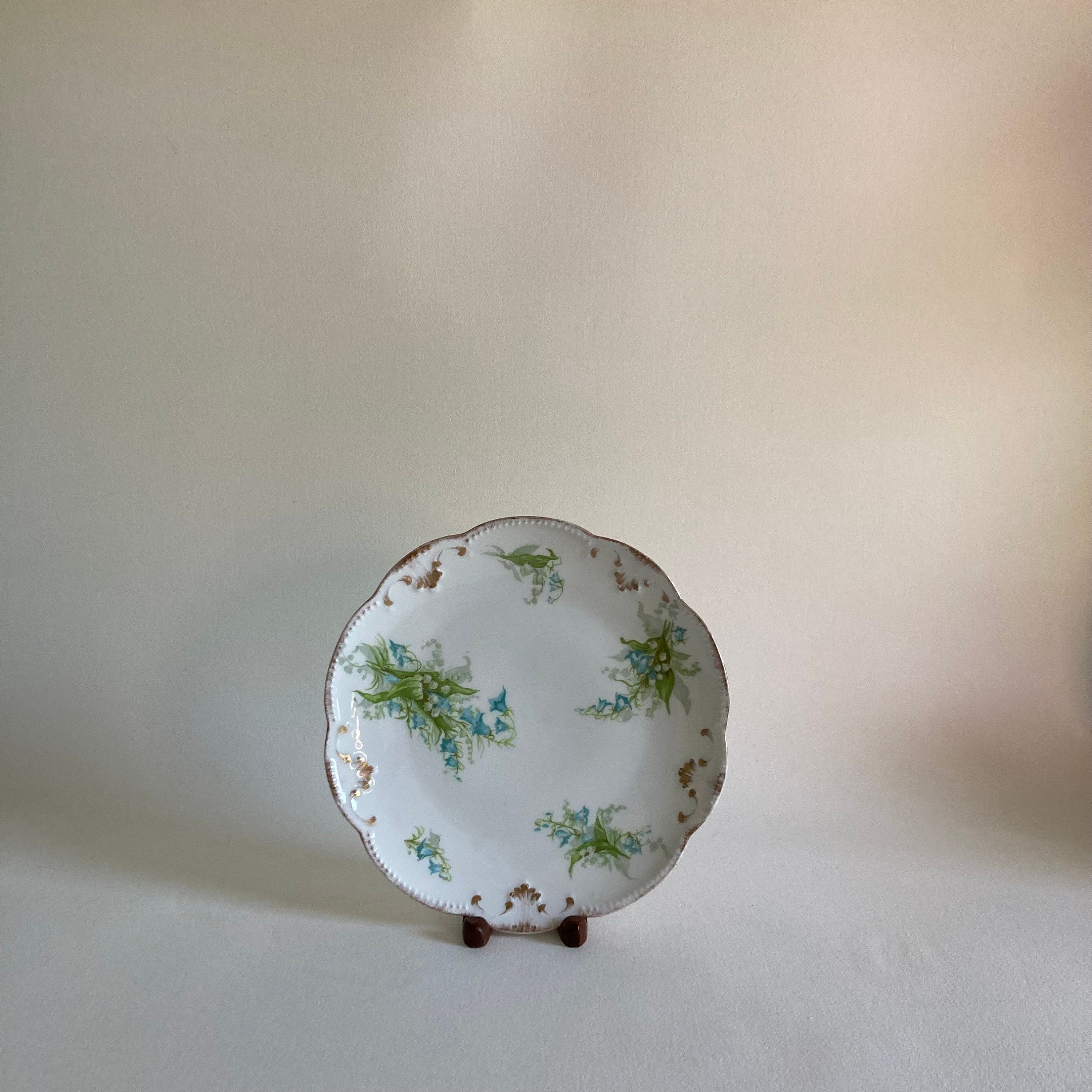 Antique Limoges Porcelain Plate: Hand-Painted Floral, Gold Detail