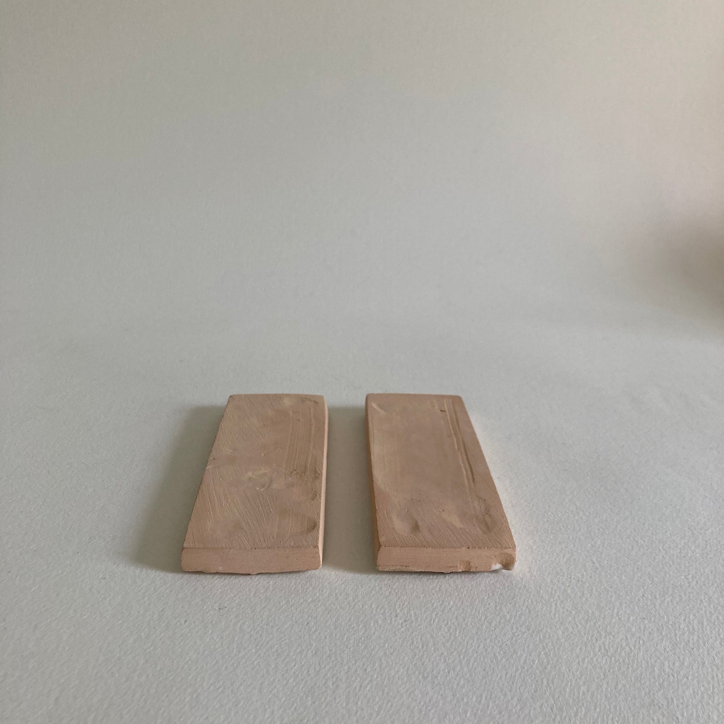Pair of Handmade Ceramic Accent Tiles: Blue Diamond Pattern, 20th Century