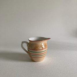 1930s Peach Lusterware Creamer: Striped Ceramic Pitcher, Czechoslovakia