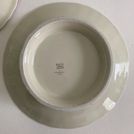 Pair of Vintage Limoges Pedestal Plates: French Porcelain Dessert Stands, Pink Floral