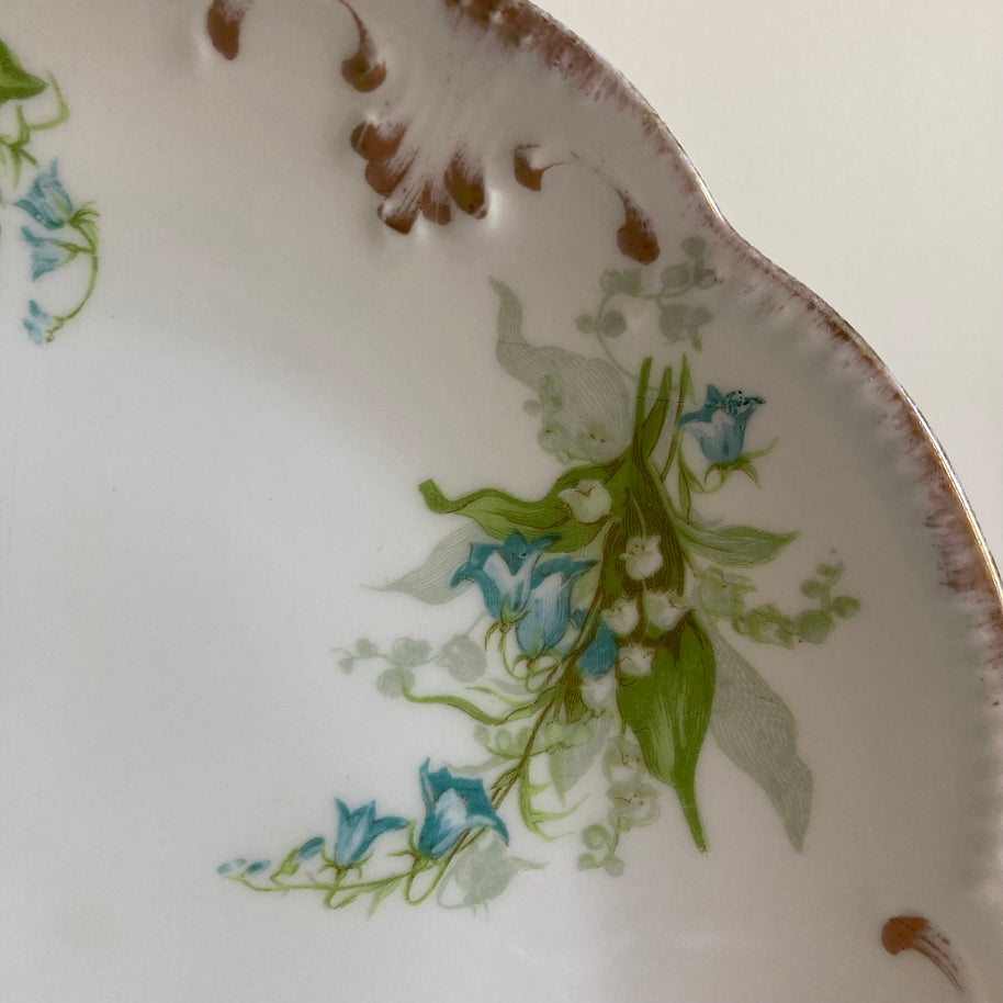 Antique Limoges Porcelain Plate: Hand-Painted Floral, Gold Detail