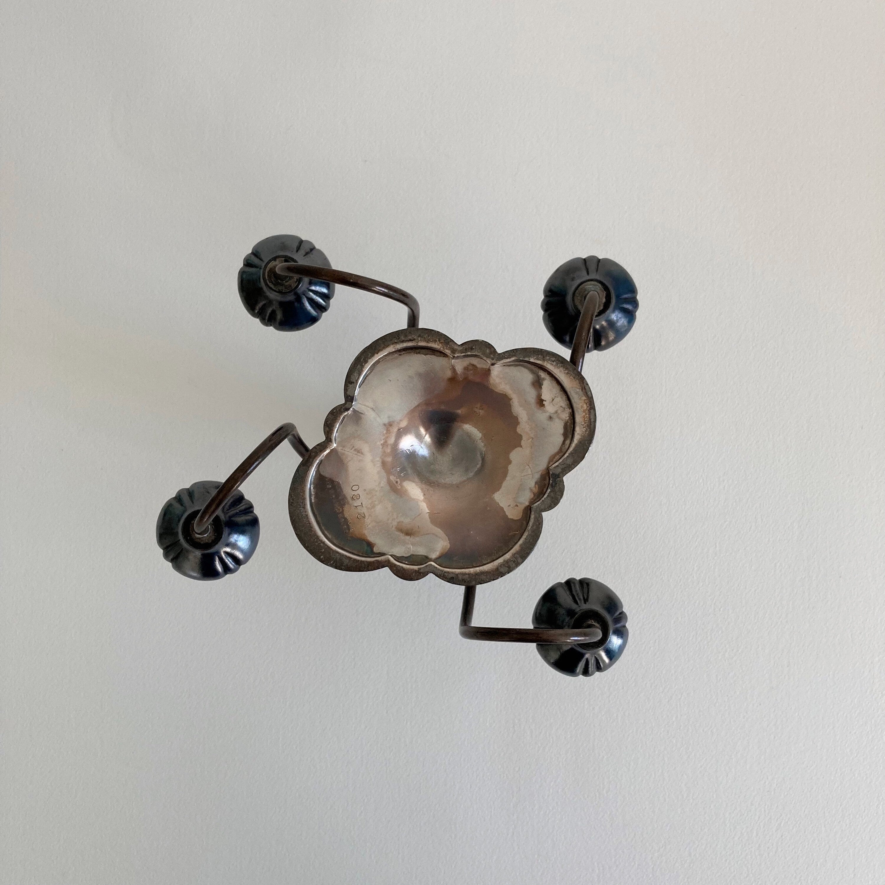 Art Nouveau Silver Plate Candelabra: Barbour Gothic 5-Arm Candle Holder