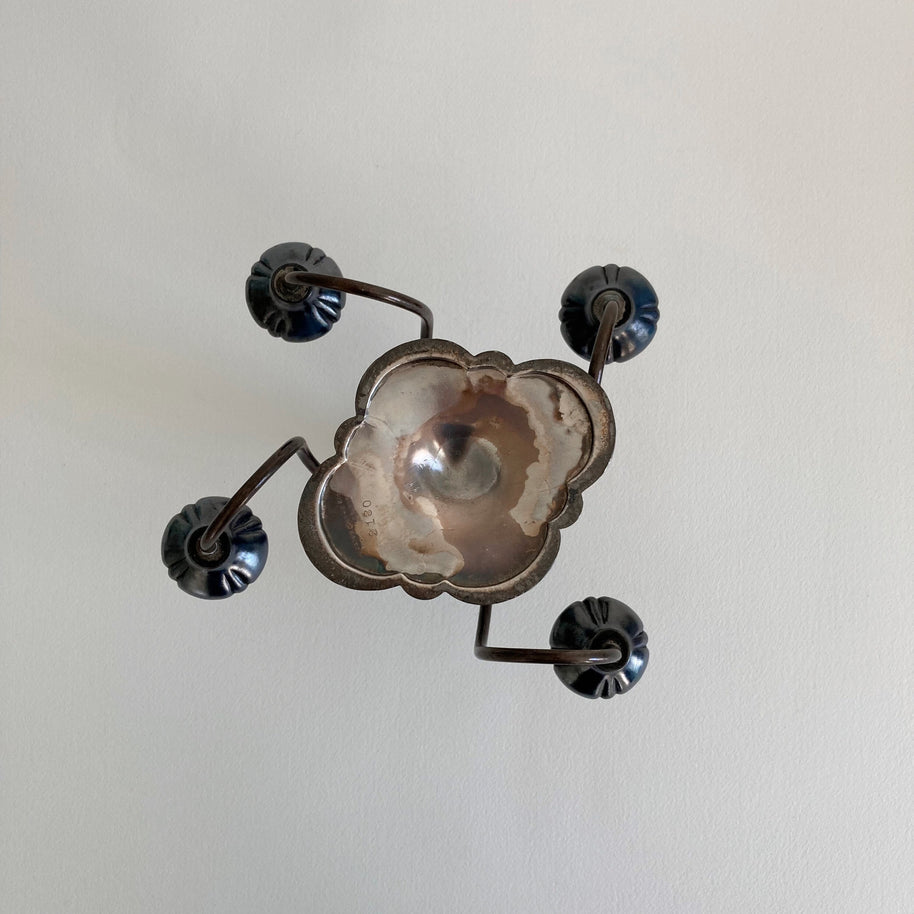 Art Nouveau Silver Plate Candelabra: Barbour Gothic 5-Arm Candle Holder