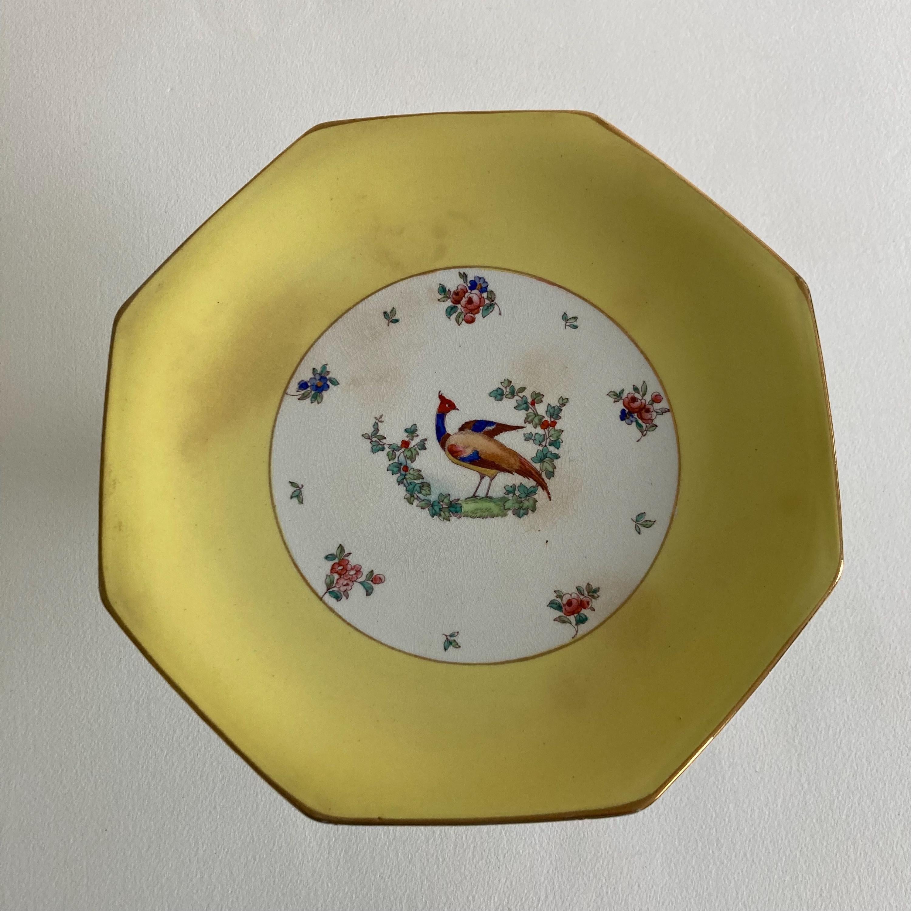 1920s Whieldon Ware Tazza: Old Bow Bird & Floral Dessert Stand