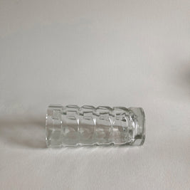 French Geometric Glass Vase: Cubist Modernist Design, Made in France