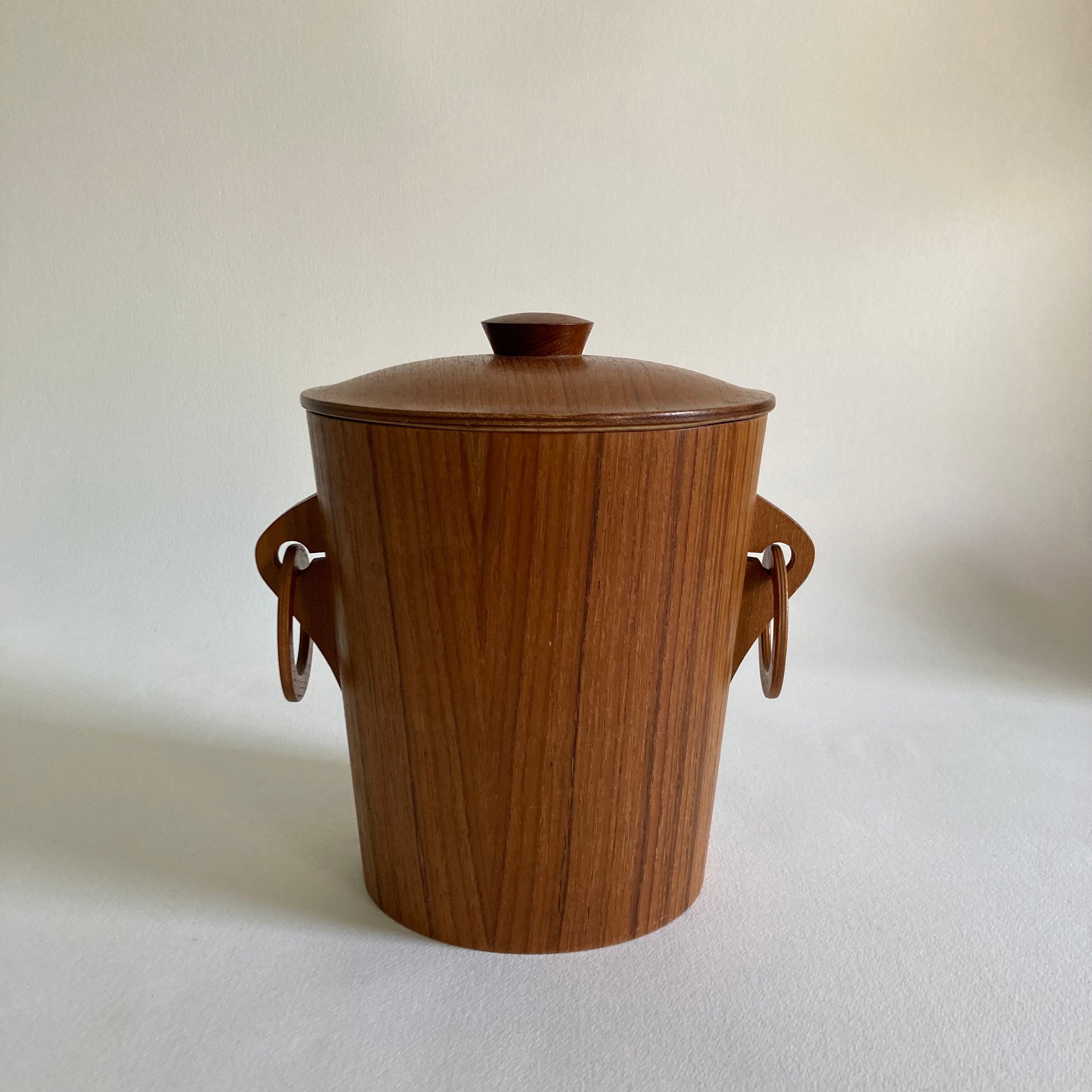 Vintage Wood Ice Bucket: Mid Century Modern Barware, Made in Japan