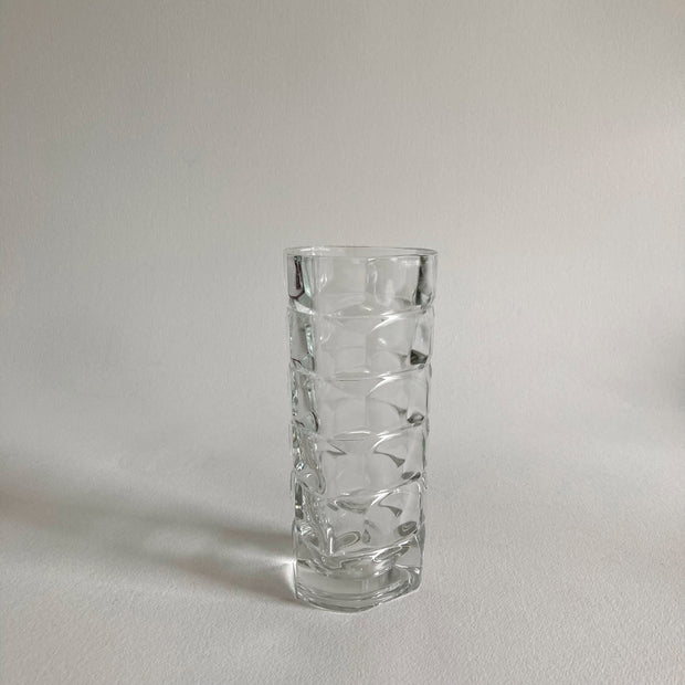 French Geometric Glass Vase: Cubist Modernist Design, Made in France