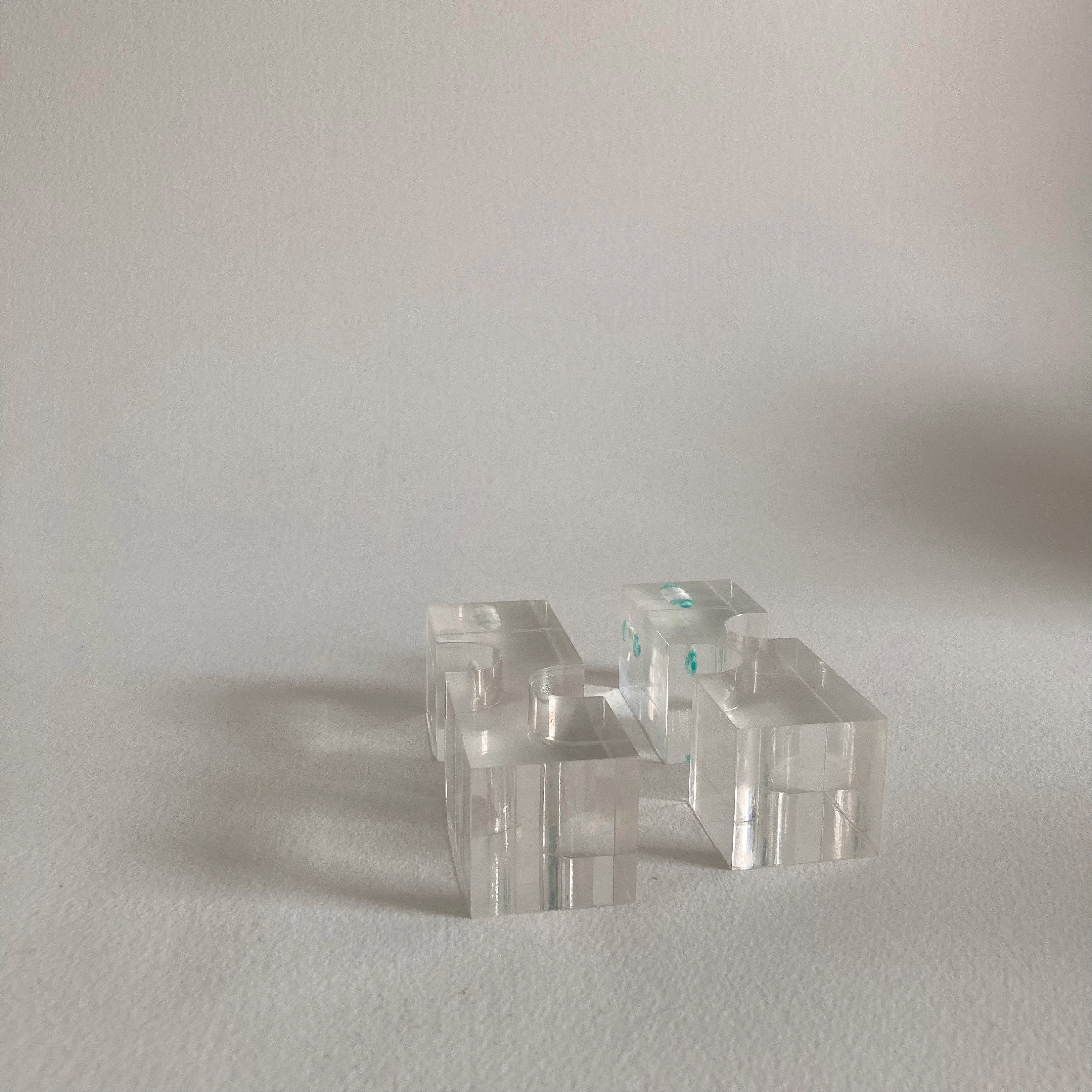 Vintage Memphis Style Acrylic Candleholders - Geometric Postmodern Set