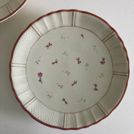 Pair of Vintage Limoges Pedestal Plates: French Porcelain Dessert Stands, Pink Floral
