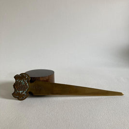 Vintage Brass Letter Opener: Lion Crest Handle, Monogrammed