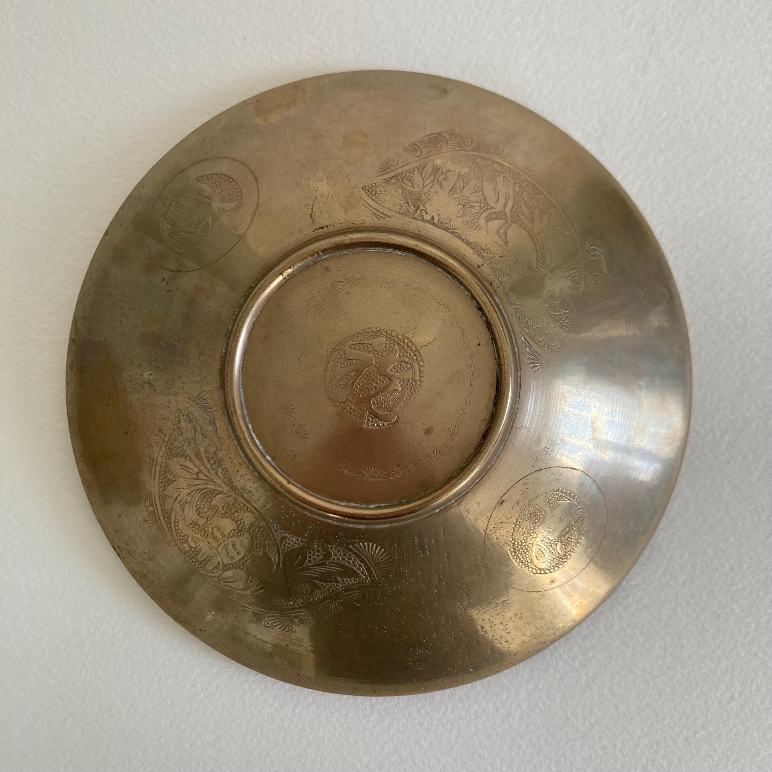 Vintage Brass Trinket Bowls - Chinese Designs - Set of 3