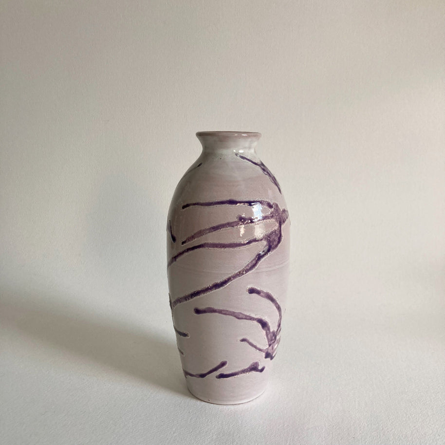 Leftwich Pottery Vase: Dark Purple Abstract Glaze, NC Studio Art