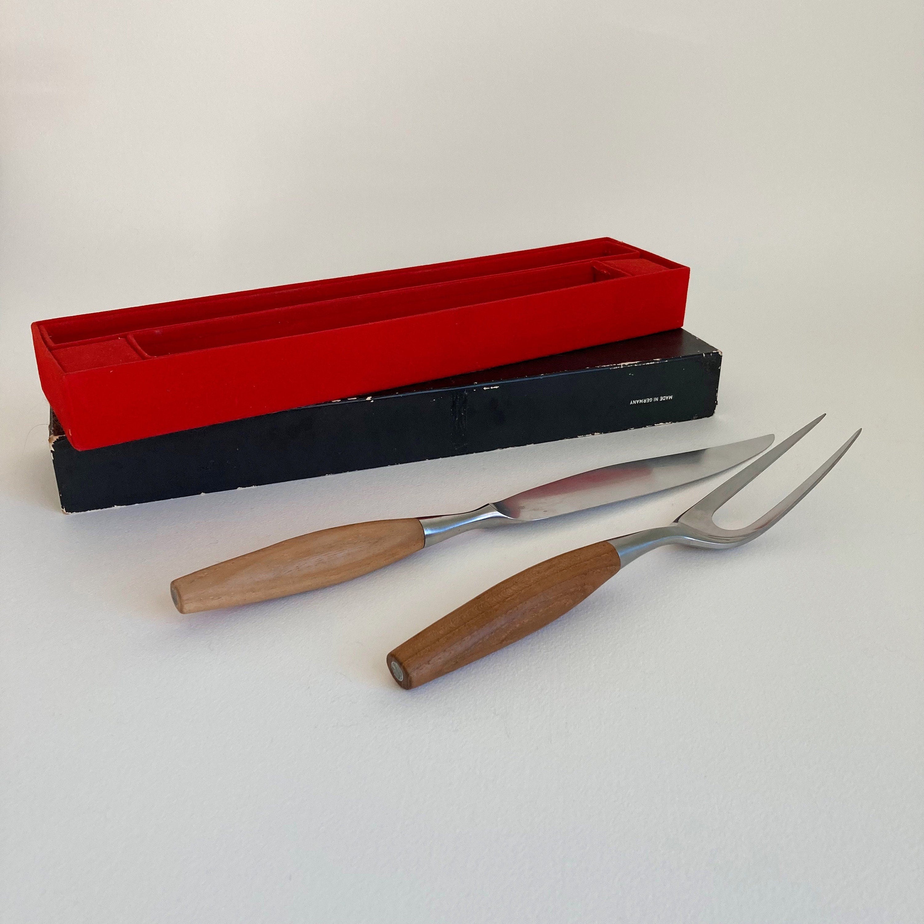 Vintage Dansk Fjord Carving Set: Teak Handle, Germany, Original Box