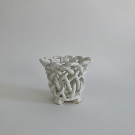Vintage Goodfriend Ceramic Planter: Twisted Rope Design, High Gloss Glaze