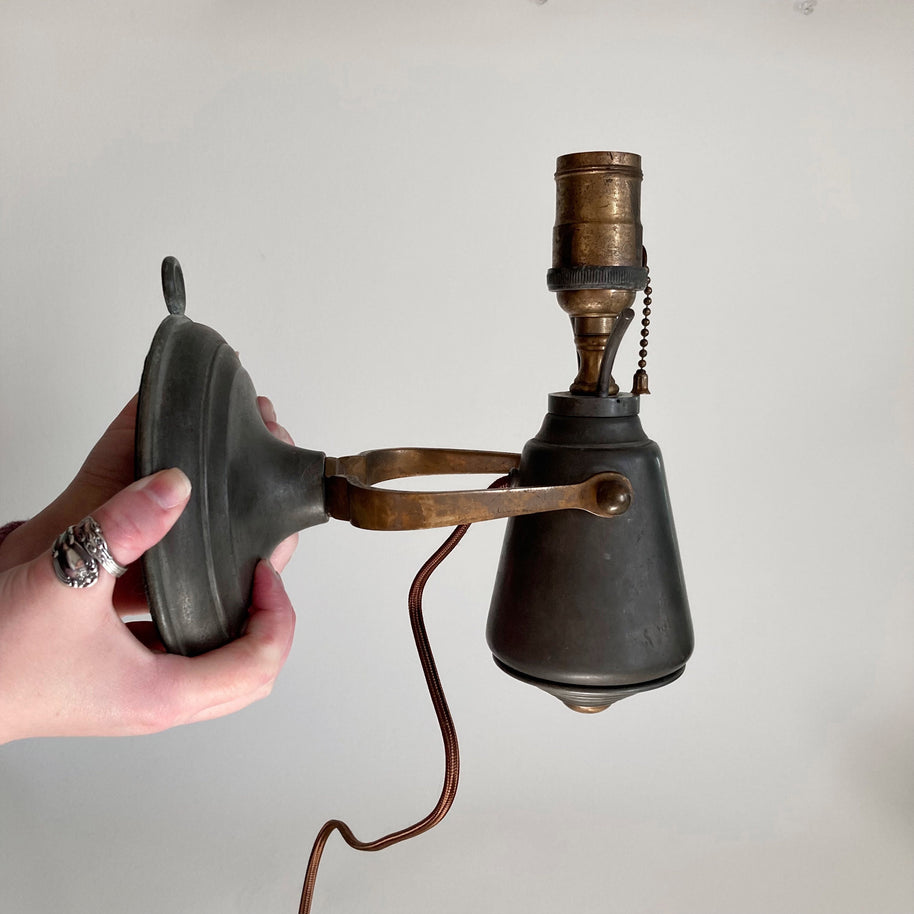 Antique Pewter Gimbal Lights: Nautical Table or Wall Sconces - Rewired