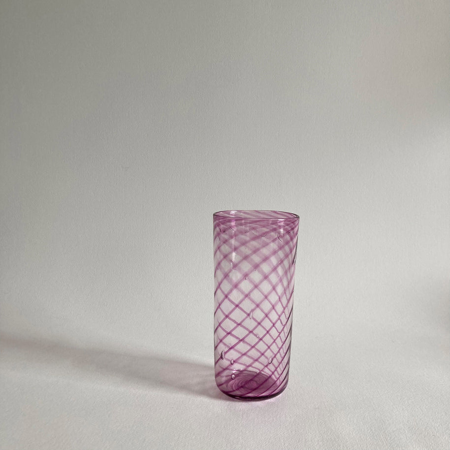 Blown Glass Vase: Purple Swirl, Polished Pontil - Modernist Style