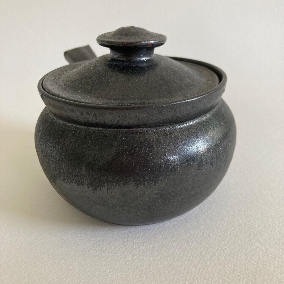 A.R. Cole Pottery Lidded Dish: Black Mica Glaze, Sanford NC