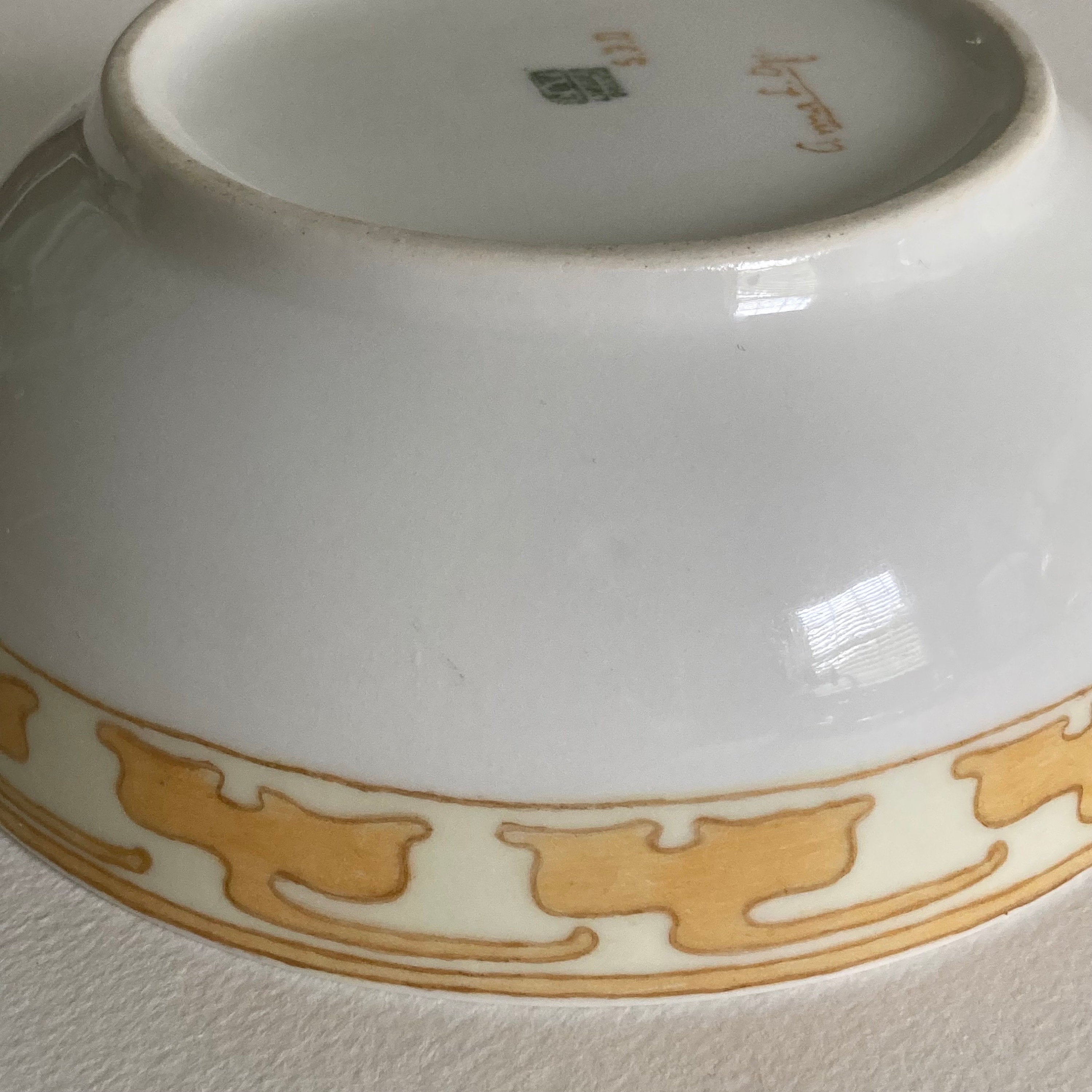 Art Nouveau Limoges Porcelain Bowl: Hand Painted Floral, Gold Detail