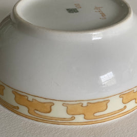 Art Nouveau Limoges Porcelain Bowl: Hand Painted Floral, Gold Detail