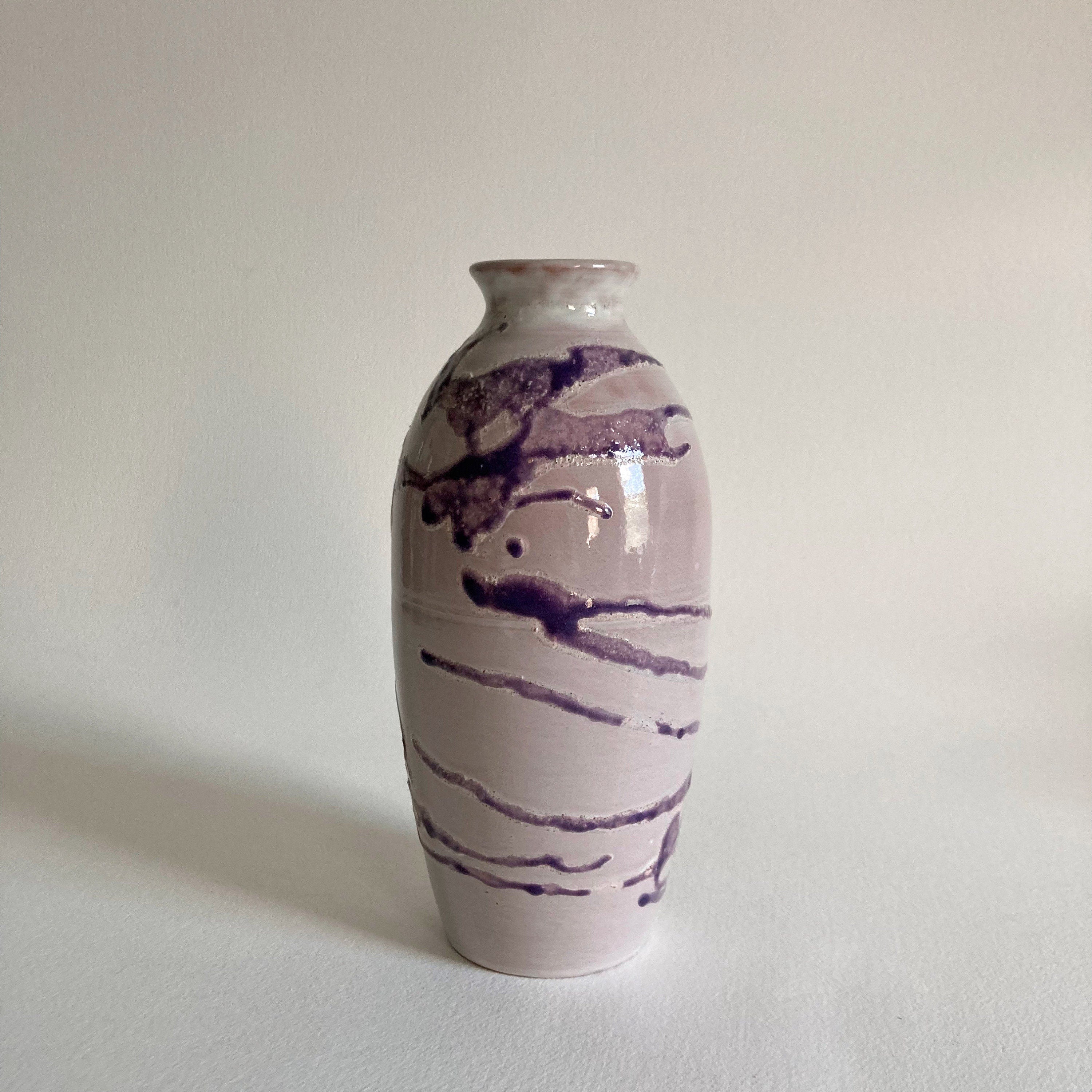 Leftwich Pottery Vase: Dark Purple Abstract Glaze, NC Studio Art