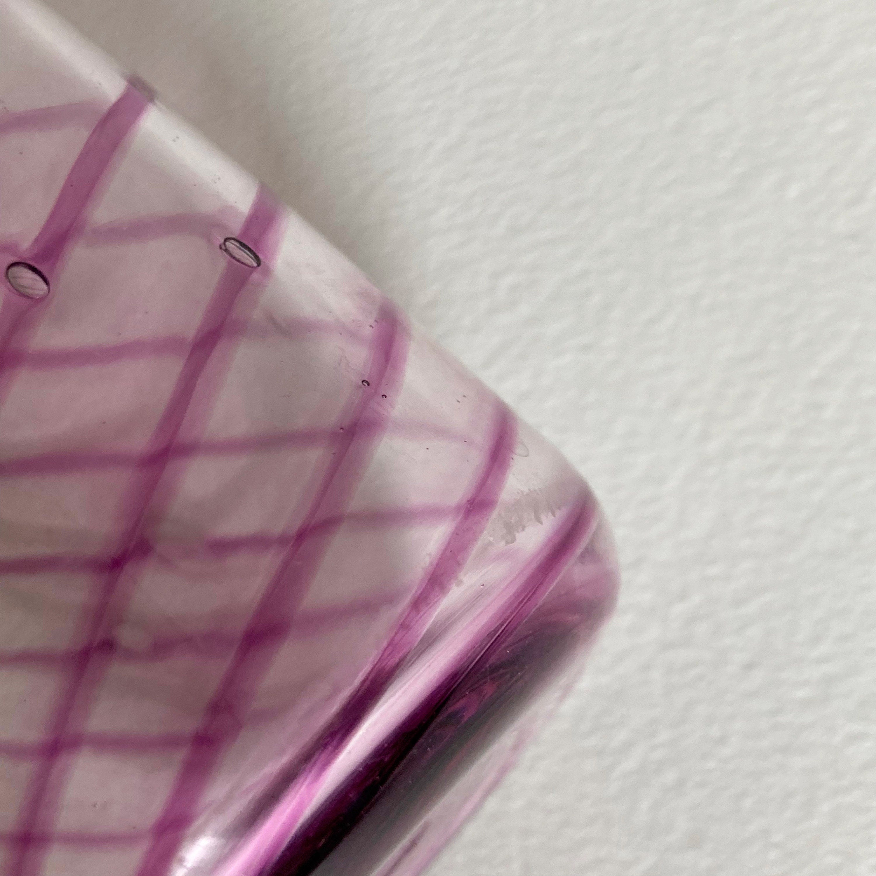 Blown Glass Vase: Purple Swirl, Polished Pontil - Modernist Style