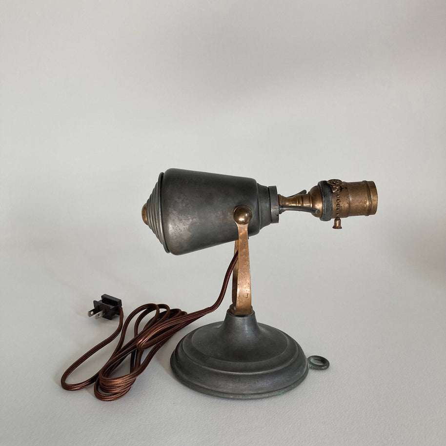 Antique Pewter Gimbal Lights: Nautical Table or Wall Sconces - Rewired