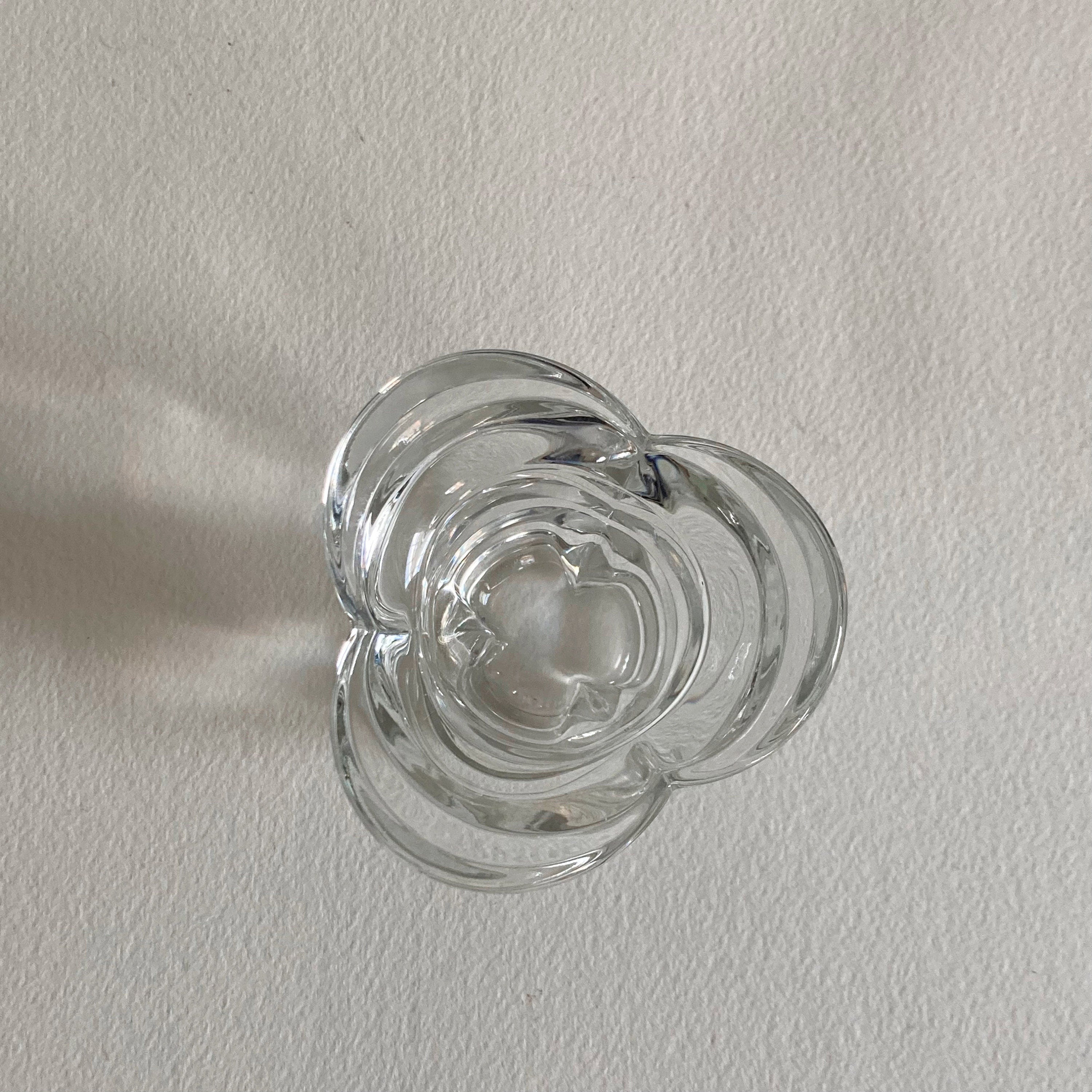 Italian Glass Candle Votive: Clover Shape, Ribbed Profile