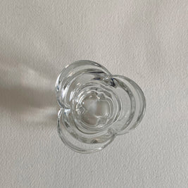 Italian Glass Candle Votive: Clover Shape, Ribbed Profile