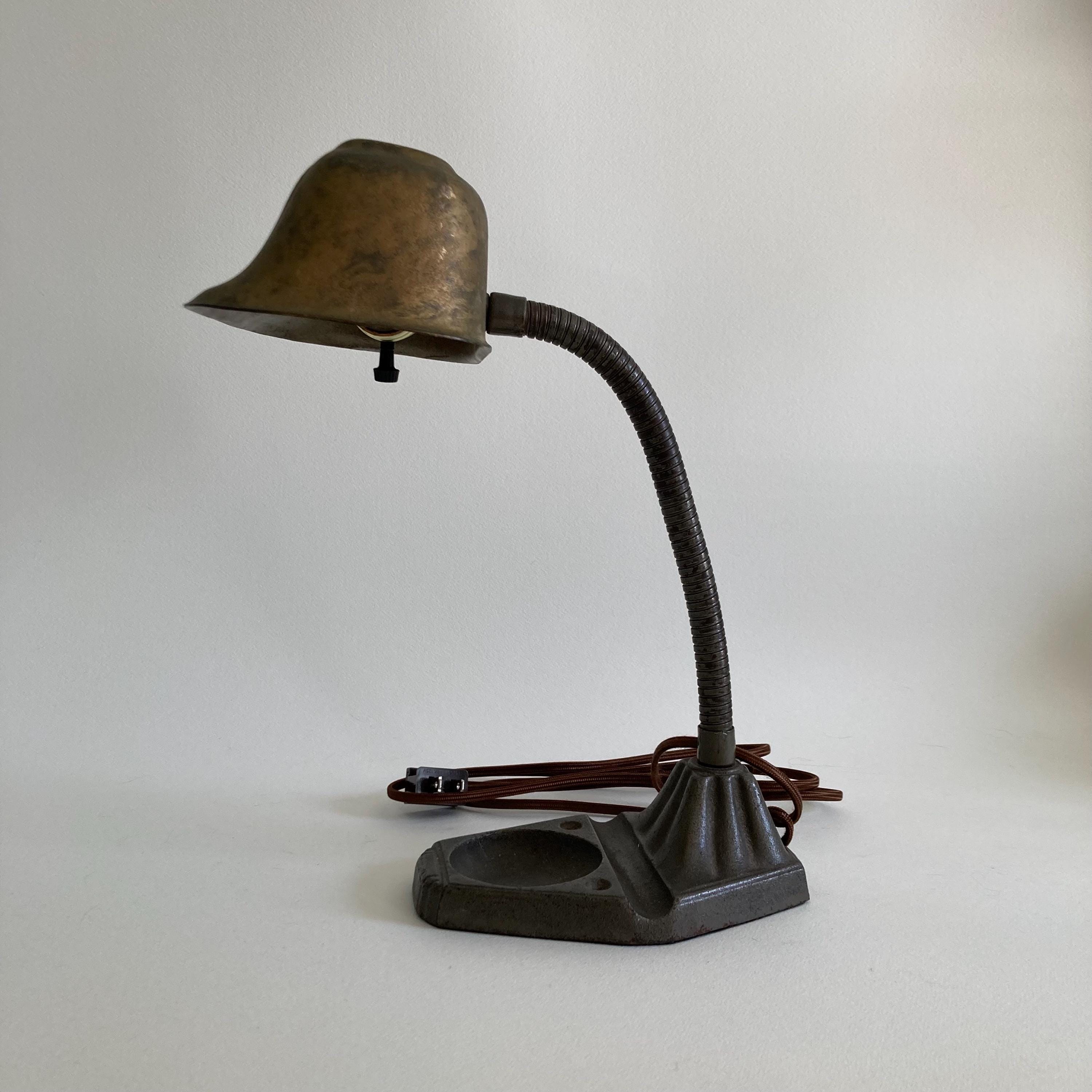 Vintage Patinated Banker's Desk Lamp - Professionally Rewired