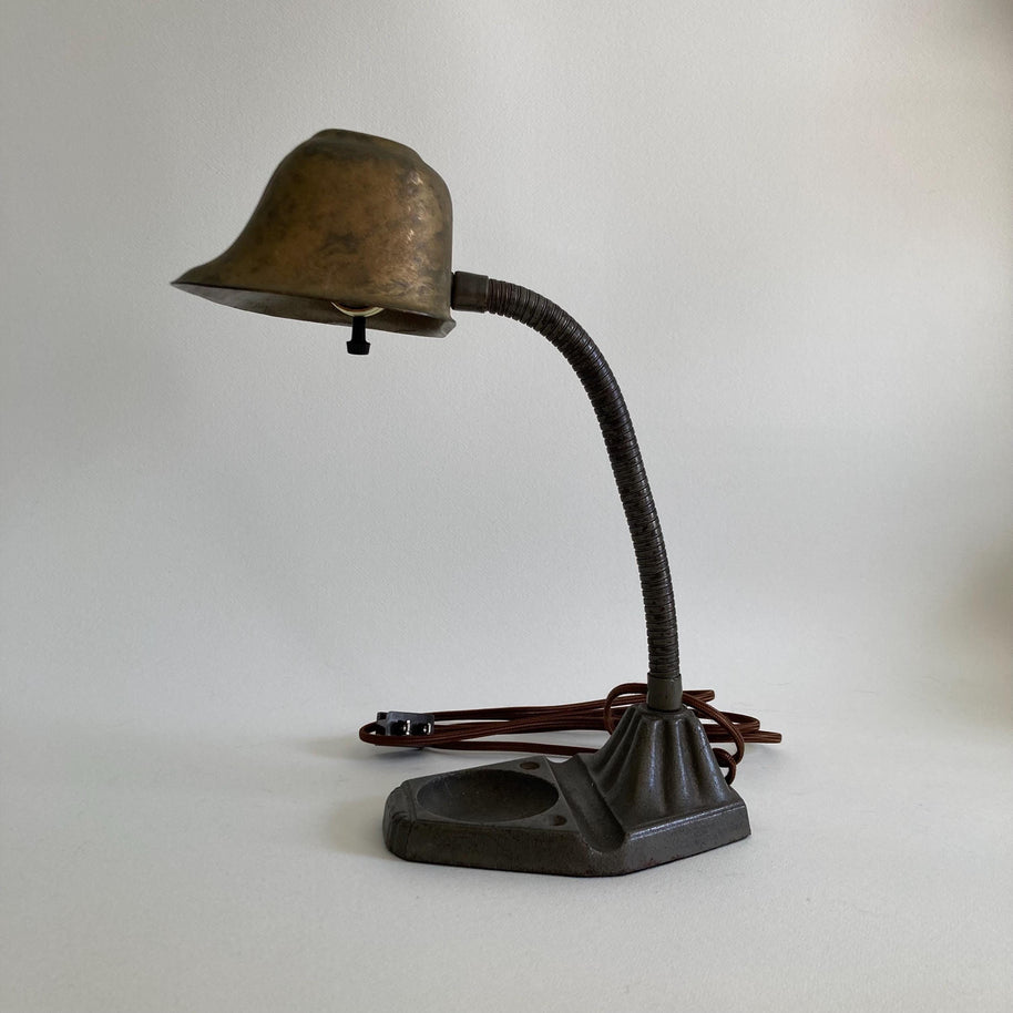 Vintage Patinated Banker's Desk Lamp - Professionally Rewired
