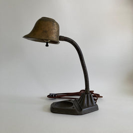 Vintage Patinated Banker's Desk Lamp - Professionally Rewired