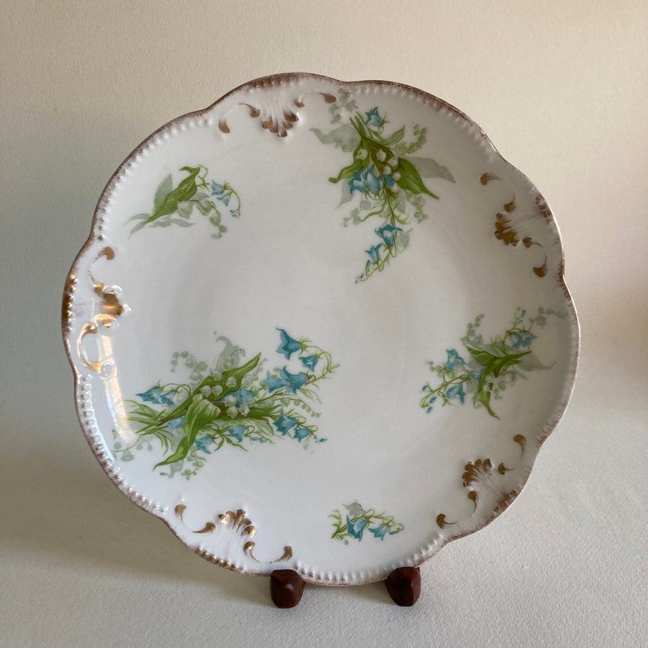 Antique Limoges Porcelain Plate: Hand-Painted Floral, Gold Detail