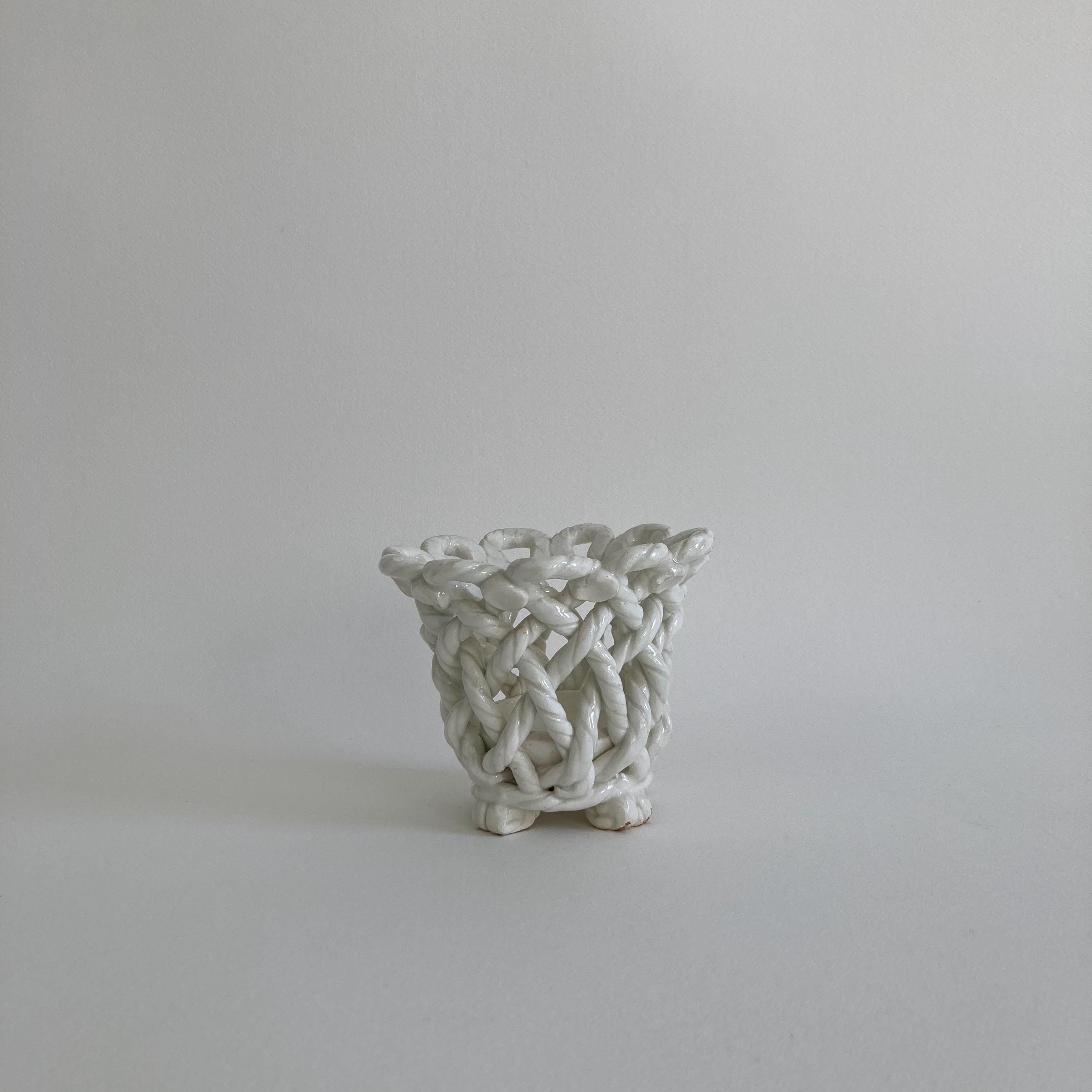 Vintage Goodfriend Ceramic Planter: Twisted Rope Design, High Gloss Glaze