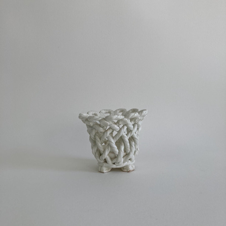 Vintage Goodfriend Ceramic Planter: Twisted Rope Design, High Gloss Glaze