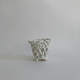 Vintage Goodfriend Ceramic Planter: Twisted Rope Design, High Gloss Glaze