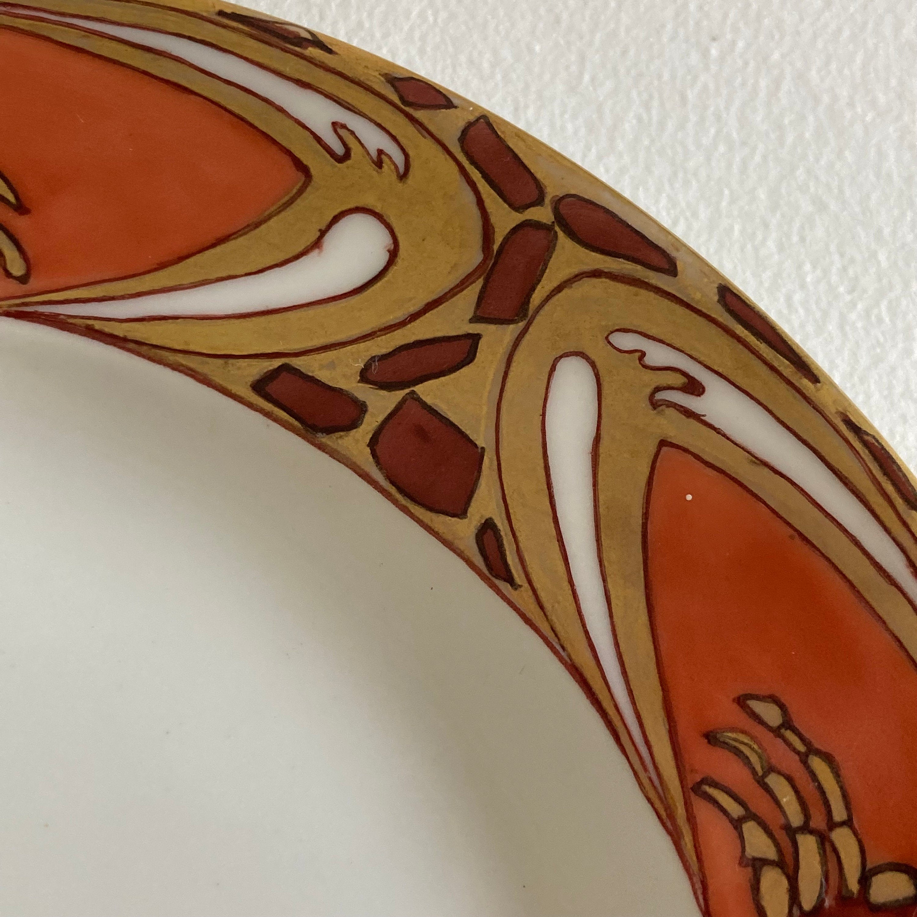 Antique Art Nouveau Aesthetic Style Theo. Haviland French Limoges Porcelain Plates: Spider Design, Set of 3