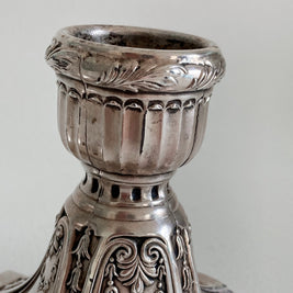 Edwardian Silver Plate Candlesticks - Floral Swag Design - Circa 1900