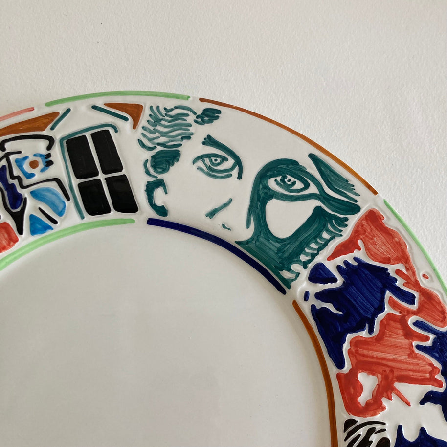 Hand Painted Vietri Plate: NC Museum of Art 50th Anniversary, Italy