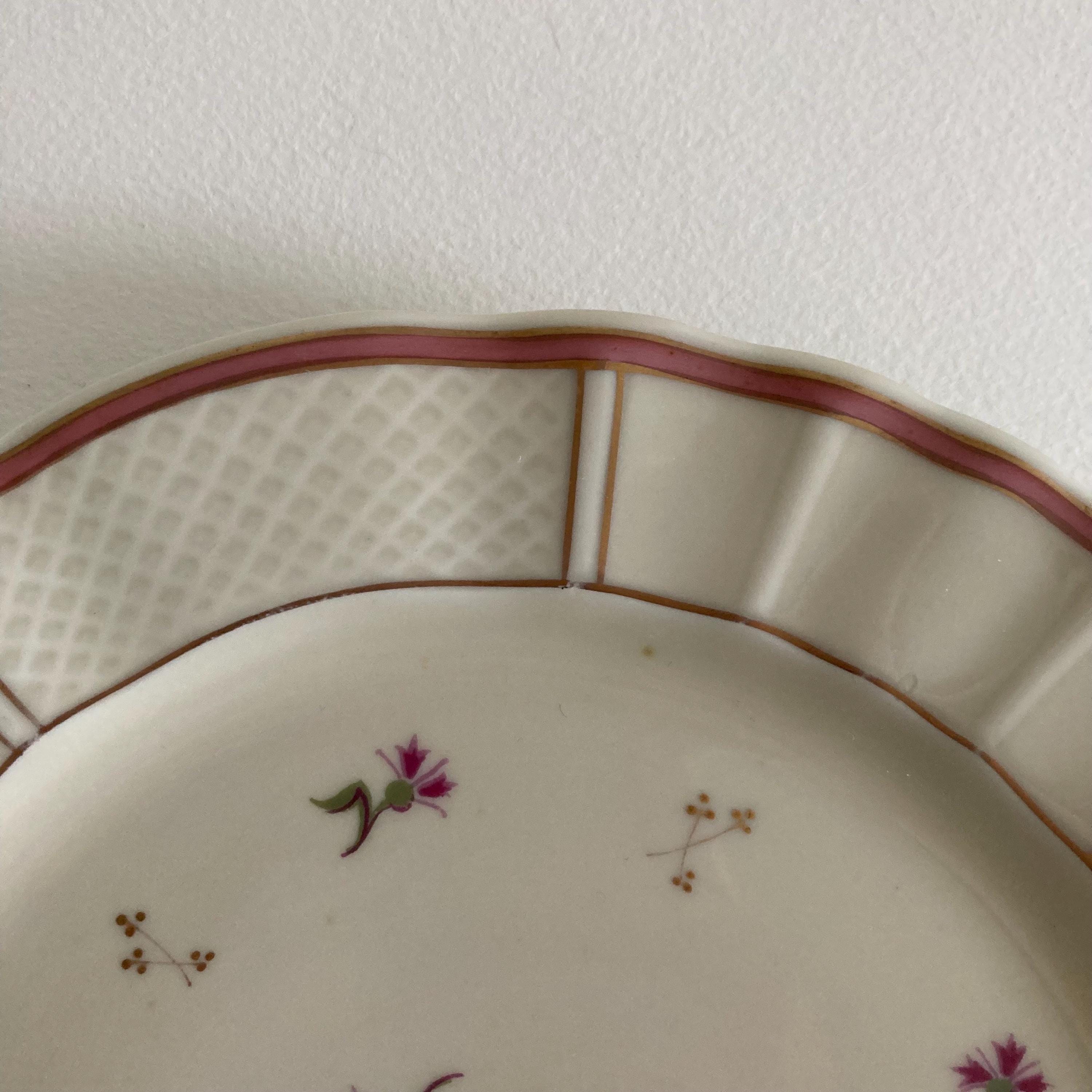 Vintage Limoges France Porcelain Salad Luncheon Plates - Set of 4 - Floral & Gold